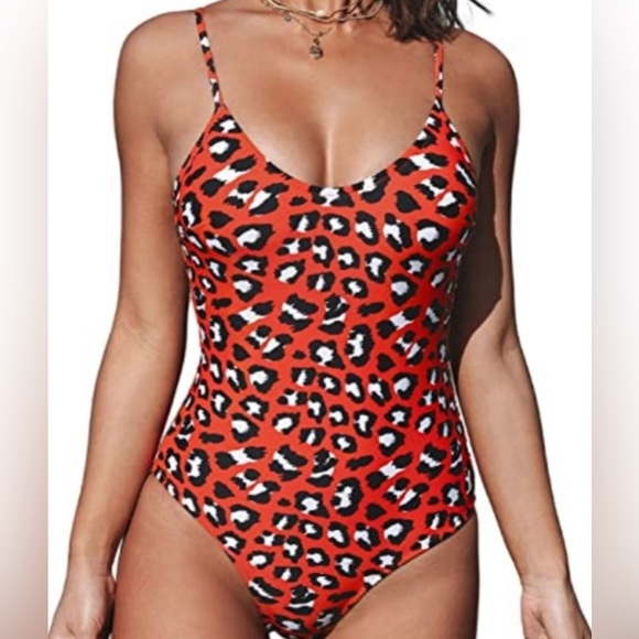 CUPSHE Women's V Neck Leopard Print One Piece Swimsuit Large NWT - Picture 1 of 10